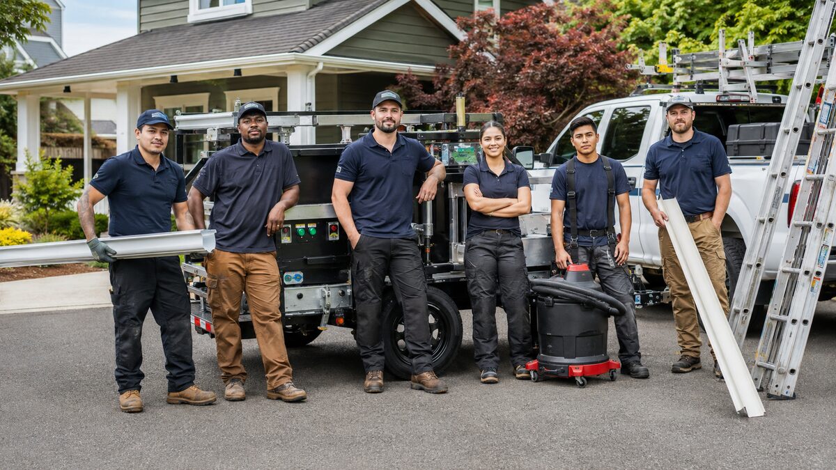 Gutter Service field service team using The AC People operations platform