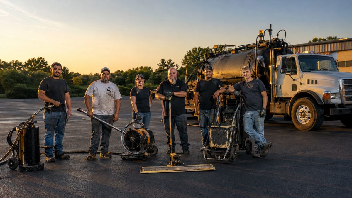 Sealcoating field service team using The AC People operations platform